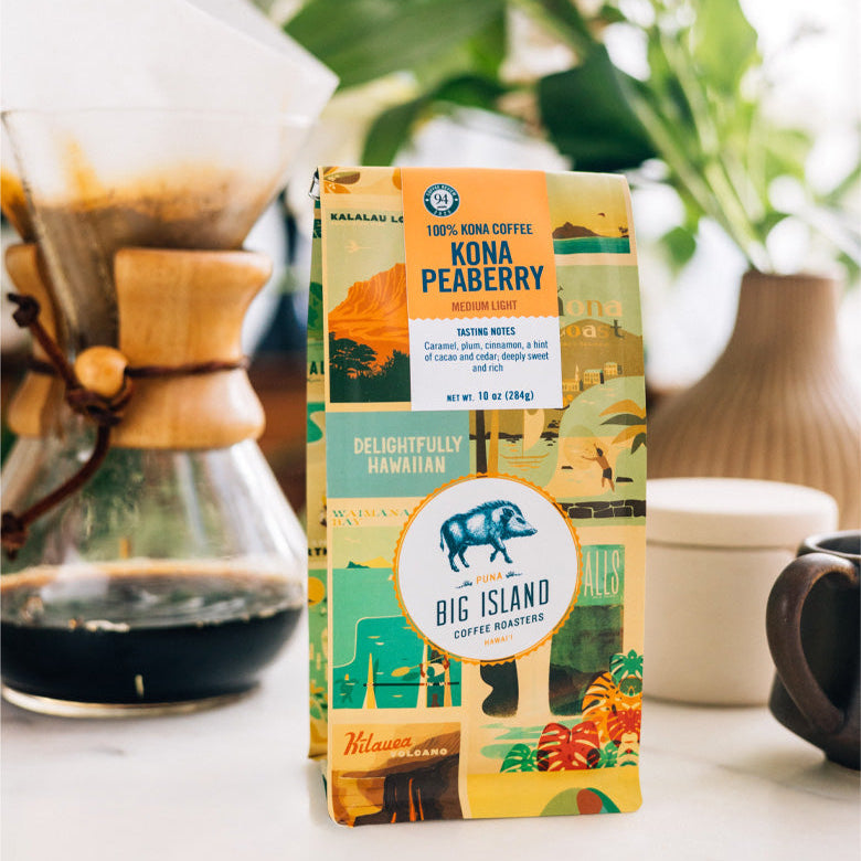 100% Kona Peaberry Medium Light Roast Coffee Beans