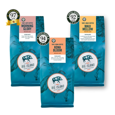 Light and Medium Roast Hawaiian Kona Coffee - Award Winning