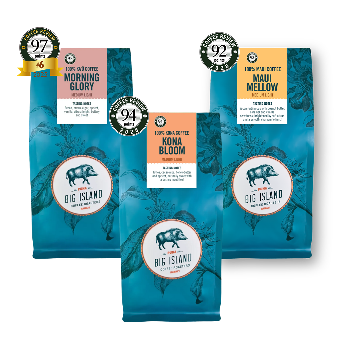 Light and Medium Roast Hawaiian Kona Coffee - Award Winning