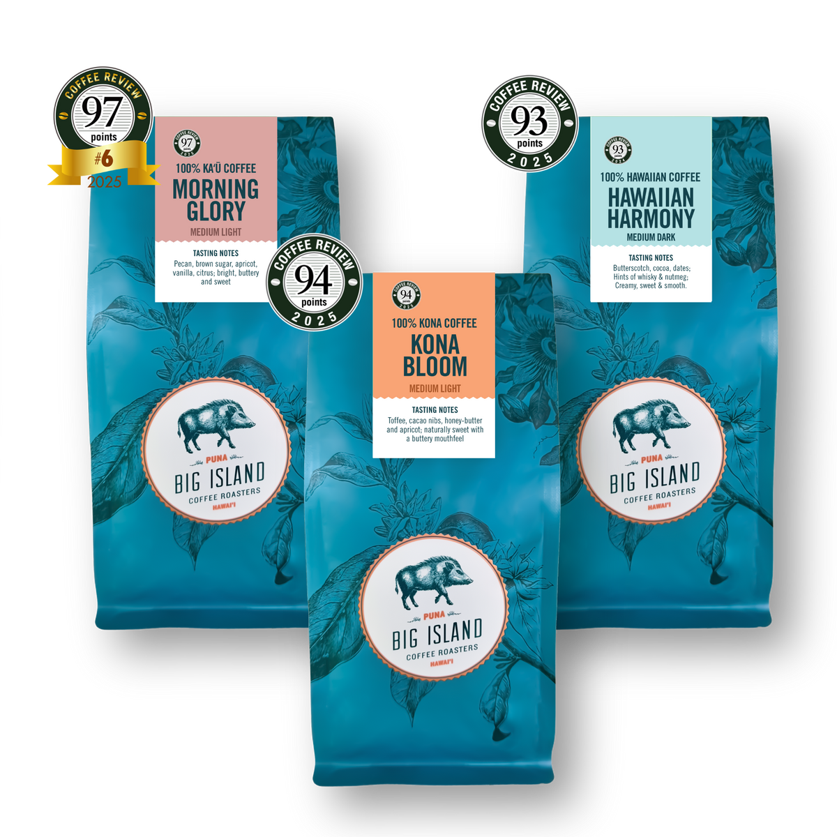 Light and Medium Roast Hawaiian Kona Coffee - Award Winning
