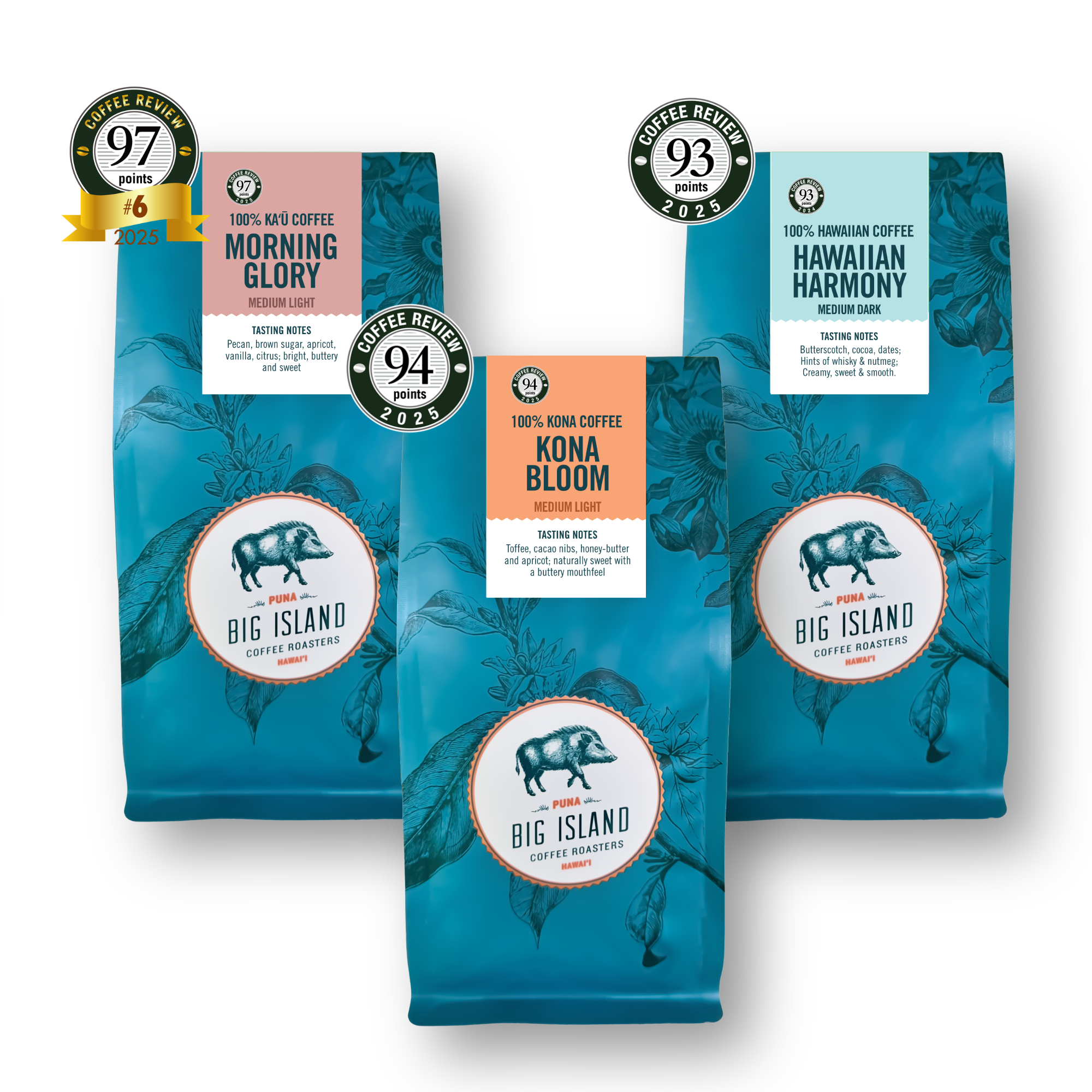 Light and Medium Roast Hawaiian Kona Coffee - Award Winning