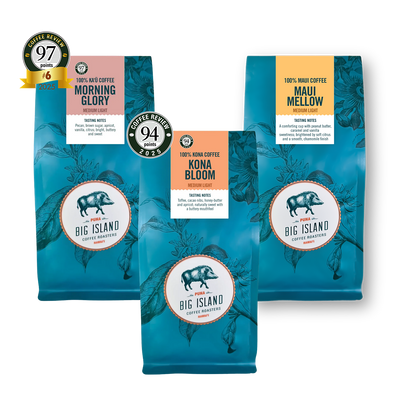 Light and Medium Roast Hawaiian Kona Coffee - Award Winning