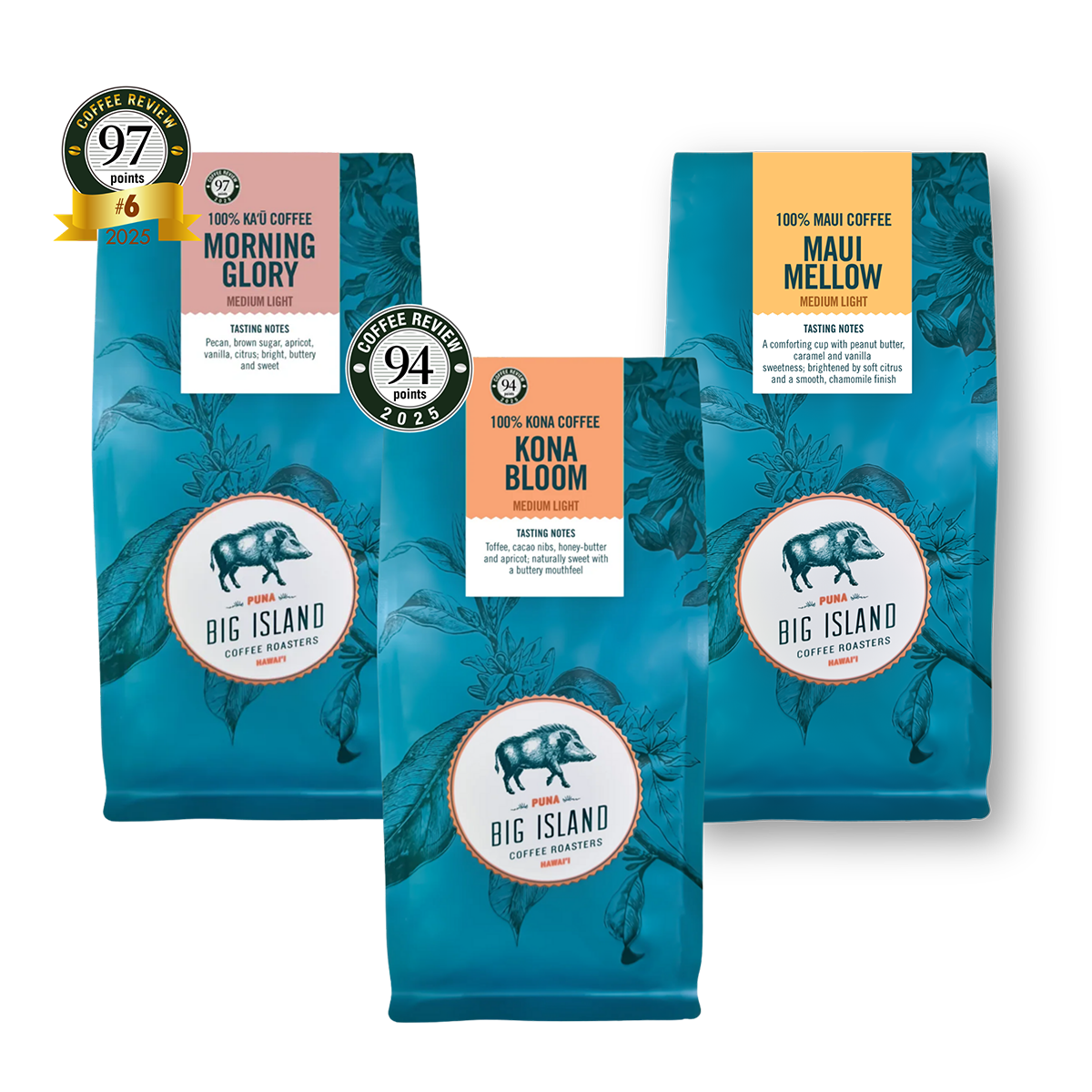 Light and Medium Roast Hawaiian Kona Coffee - Award Winning