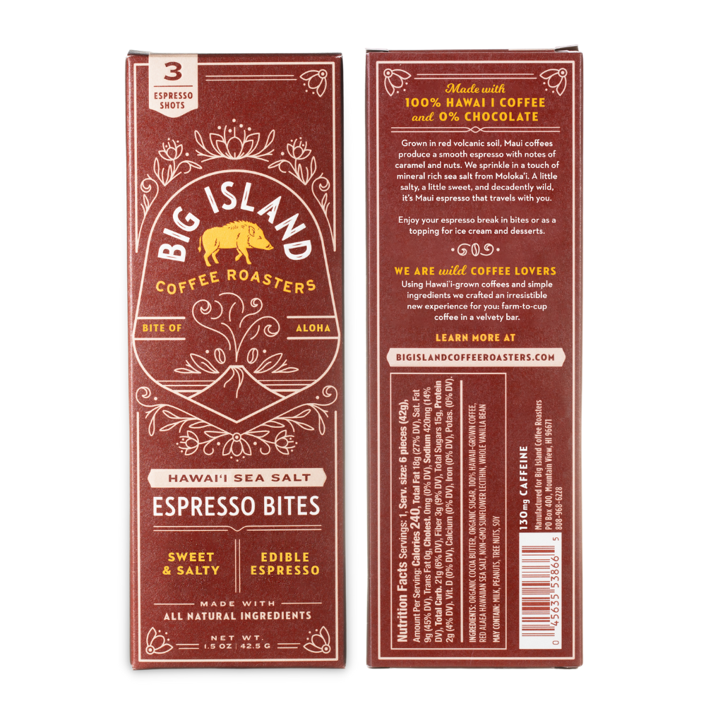 Big Island Coffee Roasters Espresso Bites SEA SALT ESPRESSO BITES | Salty & Sweet (Vegan) Salted Espresso Bites